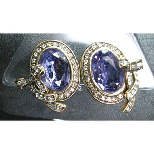 Heidi Daus Gold-Plated Clip-On Earrings/Purple Crystal/ Rhinestone